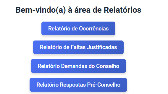 Tela de lançamento, edição e exclusão de faltas justificadas