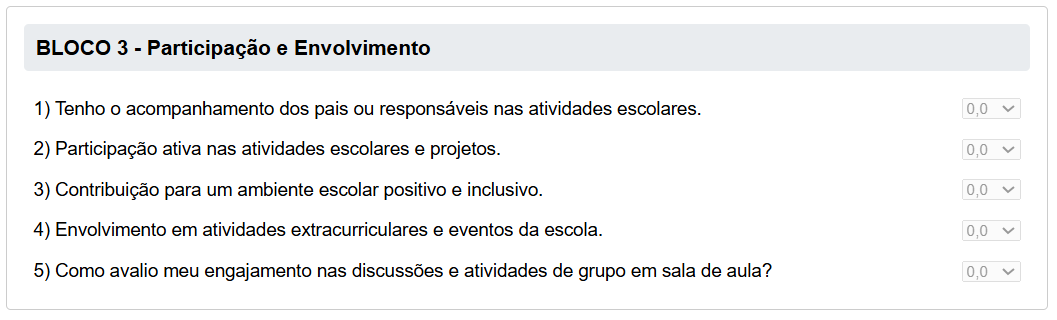Bloco 3 – Participação e Envolvimento